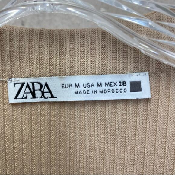 Zara tan ribbed button up sleeveless midi Lagenlook dress/duster size Medium - Picture 3 of 10